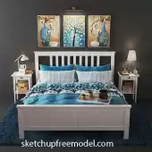 White Wood Bed Free model