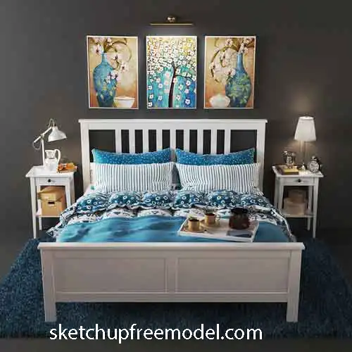White Wood Bed Free model