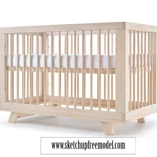 Wooden Slatted Baby Bed Free model
