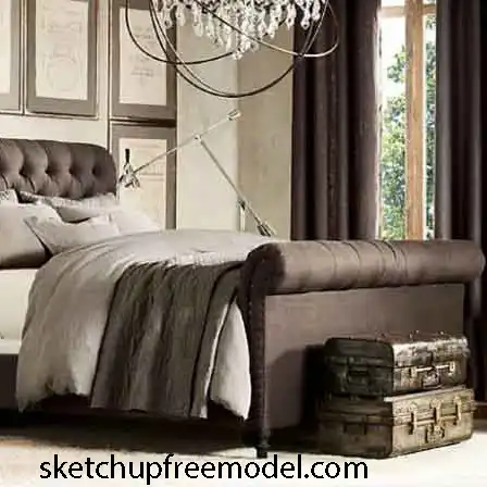 Chesterfield Fabric Sleigh Bed With Footboard FREE İnterior Model